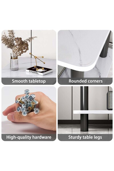 CHOIWIN Double-Layer Coffee Table (80x40x53cm) - Scratch/Water-Resistant Wooden Sofa Table with Large Deskto