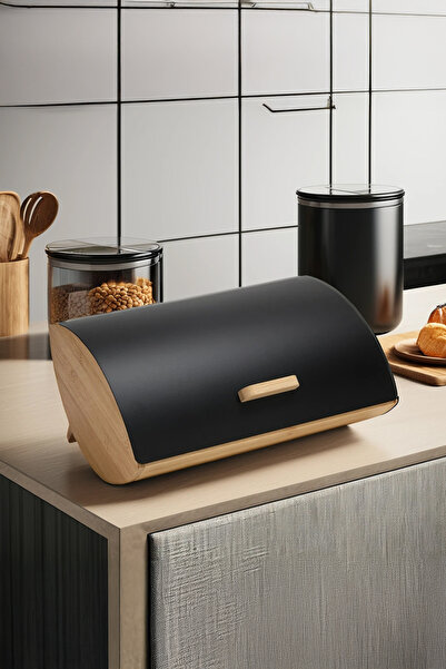 AAA Karina Metal Lid Bamboo Luxury Bread Box Bread Holder