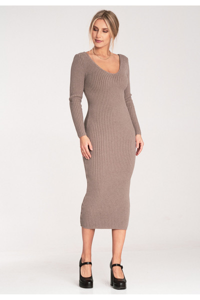 Figl Bodycon dress - striped dress - beige dress M1090 size Universal