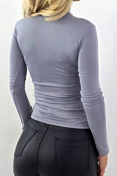 FashionForYou Lady Liza women's slim turtleneck, with high collar, Gray