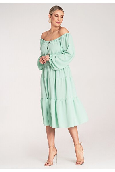 Figl Flared dress with ruffles - Spanish dress - Green dress M1169 year Universal