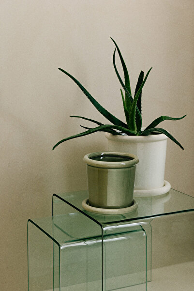 H&M Altlıklı Stoneware Saksı