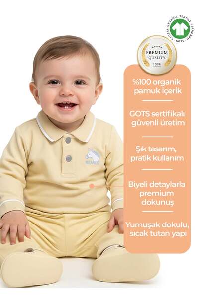 Ozmoz By Mukadder Özden Organic Polo Neck Sweet Mustard Winter Baby Boy Top