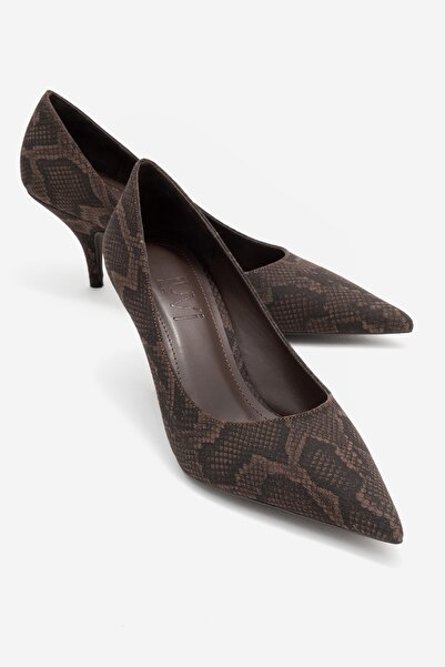 LuviShoes Marcus Brown Patterned Women's Heeled Shoes