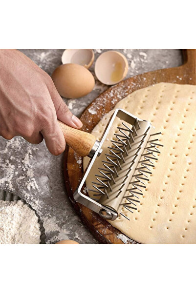 dinckitchen Çelik Pizza Hamur Delici Milföy Ruleti p13.5x20 cmp