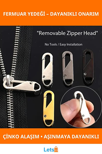 Letsii Metal Fermuar Yedeği 3,7 x 1,1 cm Pratik Onarım Çözümü