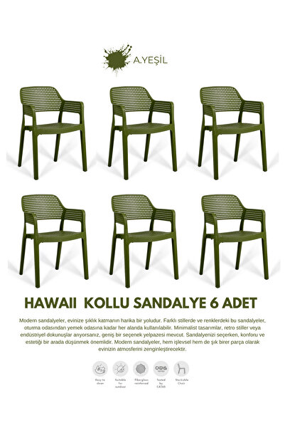 Daim Plastik HAWAİİ KOLLU BAHÇE SANDALYESİ 6 LI SET