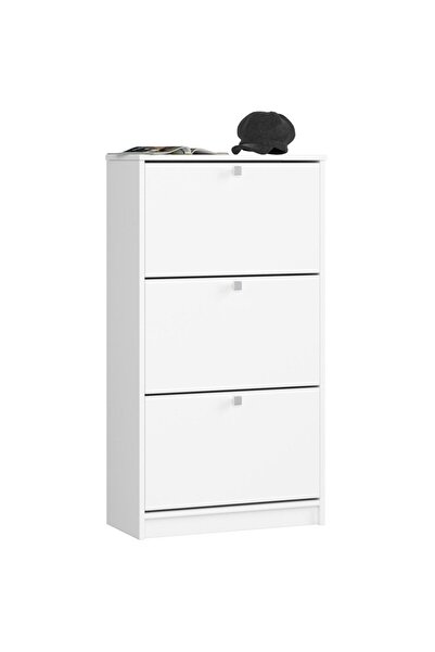 SERSIMO Dulap pantofi cu 3 uși pliante, PAL laminat 16 mm, 60x29x113 cm, alb