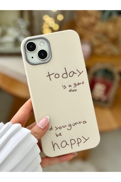 Go Aksesuar Iphone 14 Plus Ve 15 Plus Uyumlu Deri Today Tasarımlı Baskılı Model Silikon Kılıf