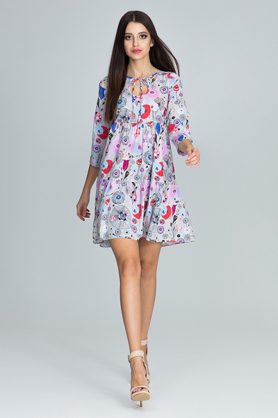 Figl Rochie scurtă boho cu imprimeu floral și decolteu legat - M598 mărimea S/M