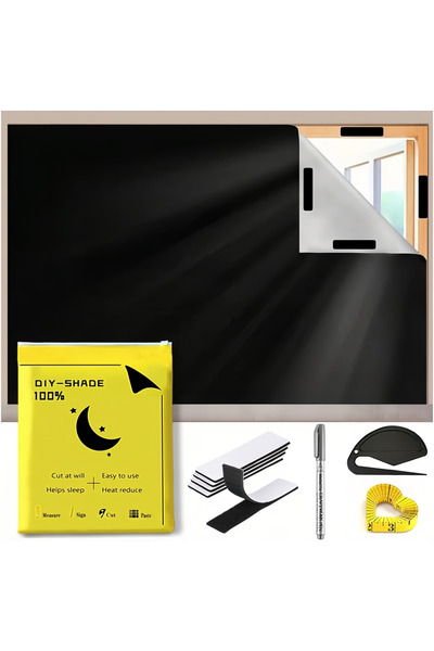 Arabest Shade for Bedroom Window -100% Blackout Window Cover Film Portable Easy Cut to Size (1.45x3m)