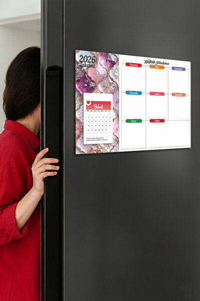 Tieni 2026 Takvimli | Buzdolabı Magnetli Haftalık Planlayıcı | Silinebilir Mı...