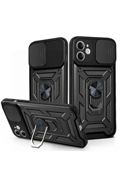 Samsung Θήκη Armor για A24, CamSlide, Βάση Ring, Μαύρη