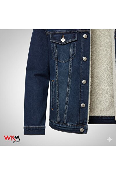 WKM Ανδρικό τζιν μπουφάν με κλασική κοπή από γούνα
