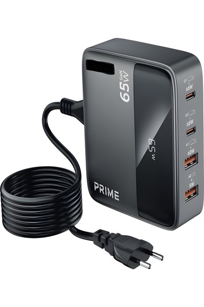 newdaki 65W Gan 3A 4 Portlu 1,5 Metre Uzatma Kablolu USB + Type-C Çoklayıcı M...