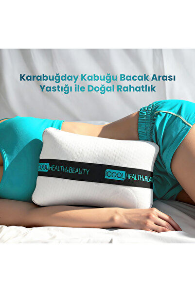 iCool Head Bacak Arası ve Diz Arası Yastık – Doğal Karabuğday Kabuğu Dolgulu