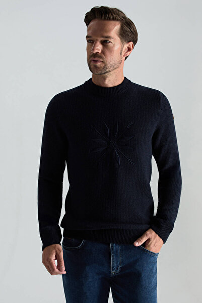 Hemington Kaşmir Yün Karışım Kar Desenli Lacivert Kazak