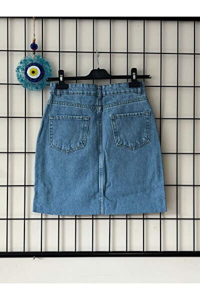 Dema Women's Denim Cotton Gray Mini Skirt