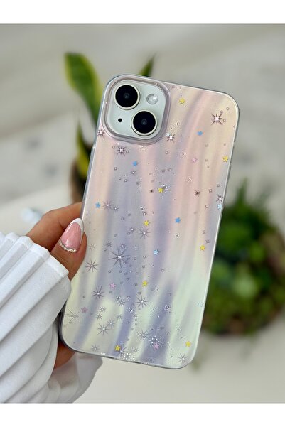 Go Aksesuar iPhone 15 - 14 - 13 Compatible Shine Star Color Gradient Shiny Design Silicone Case