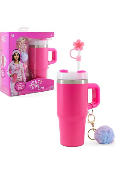 Generic Fulle DIY Customizable Kids Cup Set, 14oz (420ml), Pink, Includes Straw Stopper, Gems & Stickers, Ag