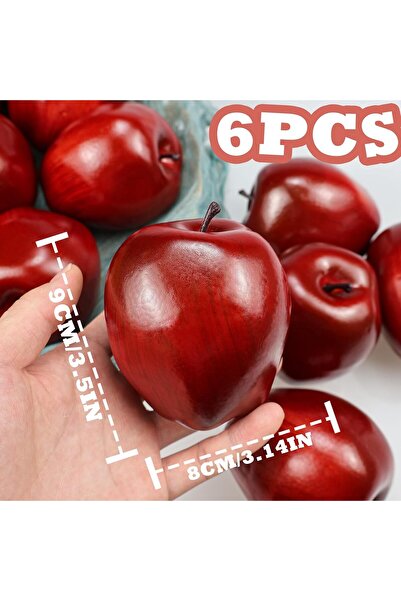 Generic Elegant Red Artificial Apple Set for Decor, 5/6 Pieces, by Lorigun