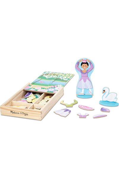Melissa & Doug Magnetic Double-Sided Wooden Dress-Up Doll Set - Ballerina & Swan (52 Pieces)