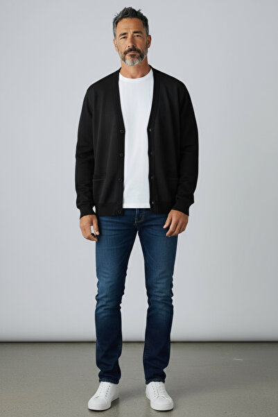 Butik Loose Fit Quality Anti-Pilling Winter Thick Genuine Wool Dad Cardigan