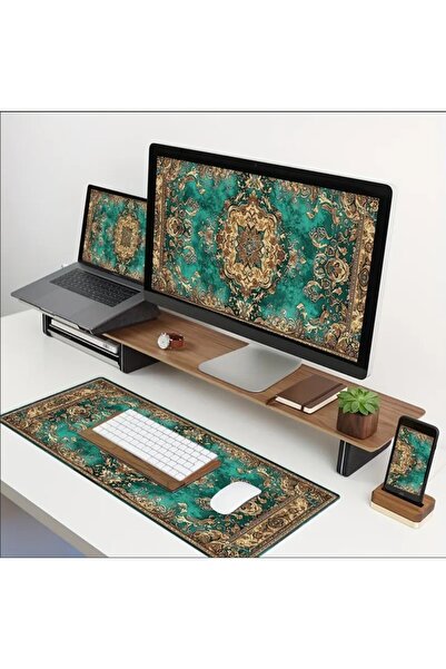 sgeteknoloji Sge Technology 65X25 cm Persian Carpet Themed Anti-Slip Base Speed Surface Gamer Mouse Pad Gaming