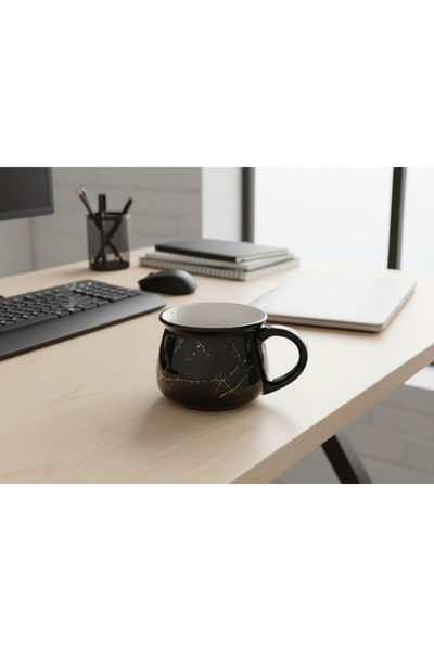 Elista Ceramic Mug Cup Silvery Patterned Colorful 250 Cc