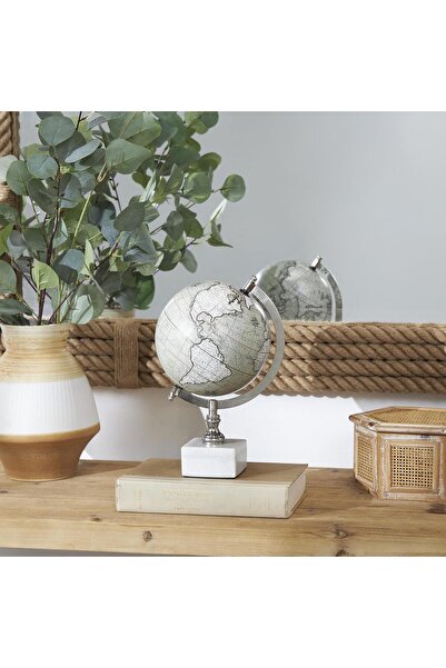 Deco 79 Marble Base Globe 17.78 × 17.78 × 28 cm - White