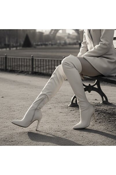 OEM Long over-the-knee boots with stiletto heel, slip-on, with additional zipper, versatile model, NN58