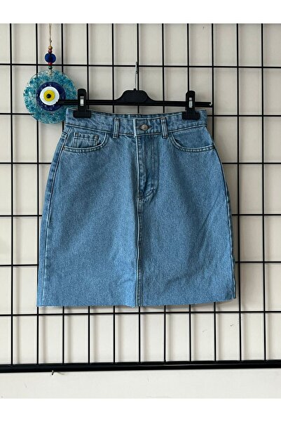 Dema Women's Denim Cotton Gray Mini Skirt