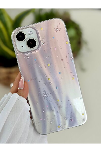 Go Aksesuar iPhone 15 - 14 - 13 Compatible Shine Star Color Gradient Shiny Design Silicone Case