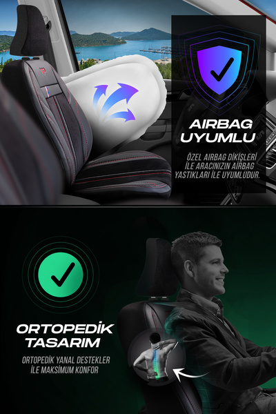 Panda Kılıf Panda Austin Series Velor Cloth Car Seat Cover - Full Set