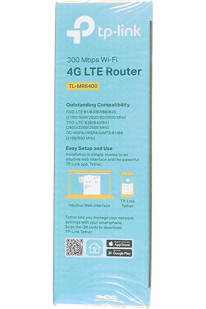 TP-LINK TL-MR6400 LTE Router (4G, 300 Mbps, 2.4 GHz N300, 4x100 Mbps)