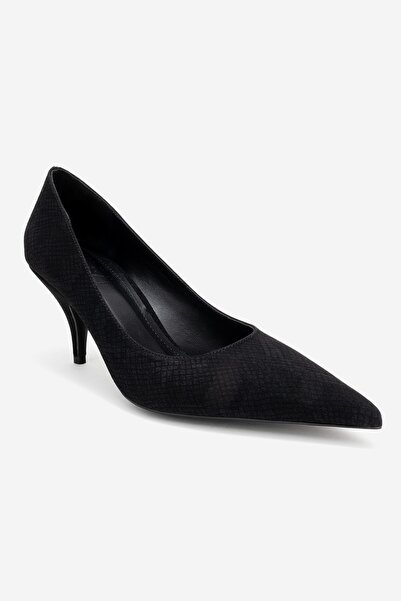 LuviShoes Marcus Black Patterned Women's Heeled Shoes