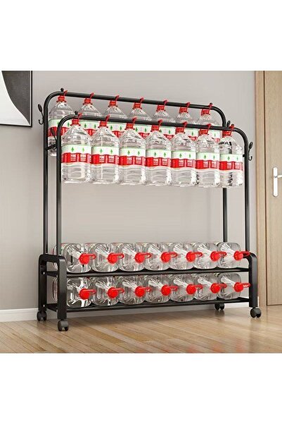 khojatı mumtaz 32mm Double-Rod Rolling Clothing Rack with Mesh Storage Basket for Home Use