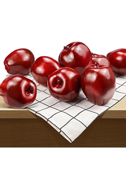 Generic Elegant Red Artificial Apple Set for Decor, 5/6 Pieces, by Lorigun
