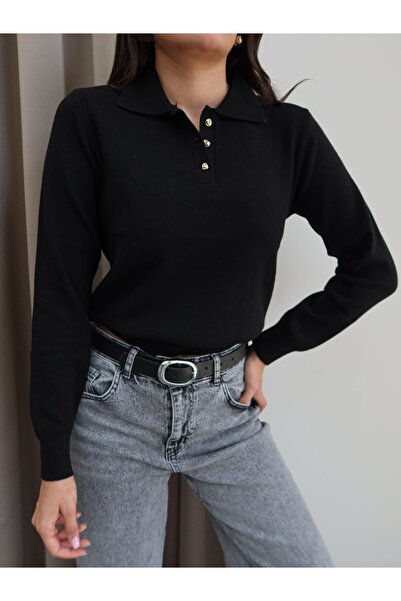 ESRAHELVACI Polo Neck Half Button Sweater