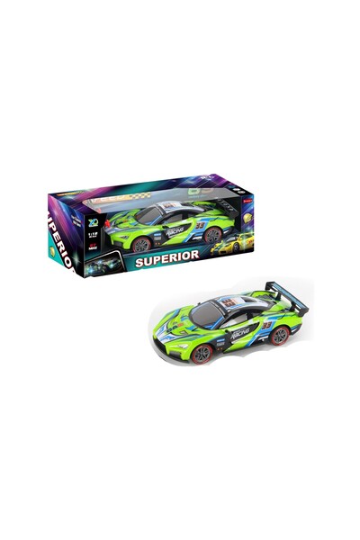 Toysea 1:12 RC Racing Car with LED Lights, USB Charging, 4-Function Remote Control
