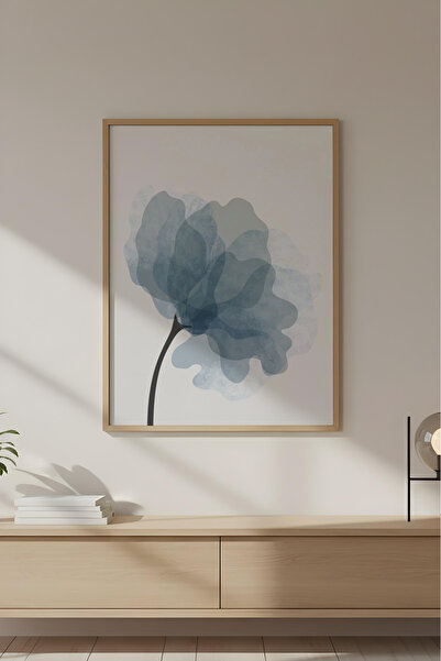 huhuli Ahşap Çerçeveli Soyut Çiçek Desenli Tablo Huhu617