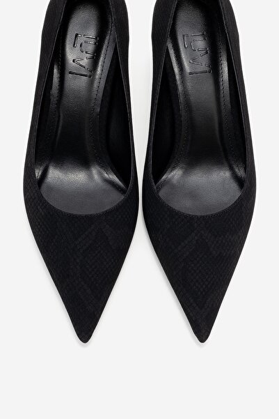 LuviShoes Marcus Black Patterned Women's Heeled Shoes