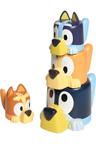 Tomy Bluey Stacking Bath Cups (Chilli, Bandit, Bingo, Bluey) - Bath Pouring Toy, 18+ months