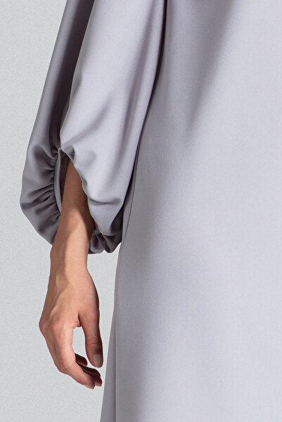 Figl Gray dress with puff sleeves and boat neckline - M693 size L/XL