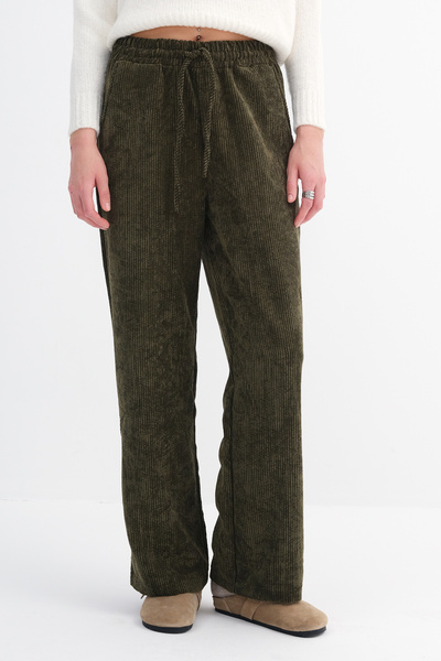 Addax Corded Fabric Velvet Wide Leg Pants Pn17707