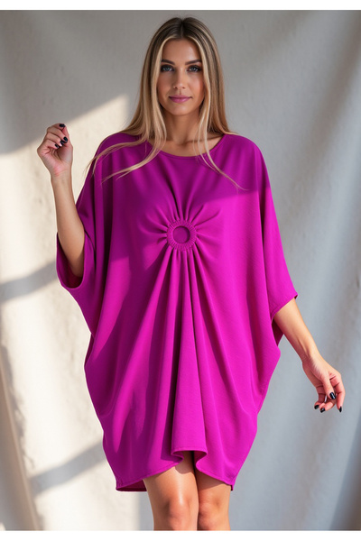 Figl Rochie elegantă supradimensionată - Rochie elegantă lejeră - Rochie fuch...