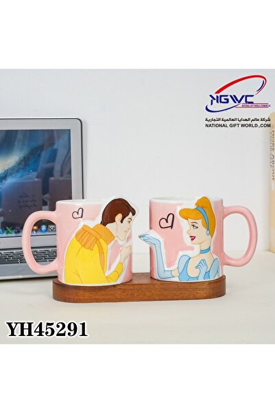 Disney Ceramic cups of Cinderella and the Prince - a fairytale romance couple