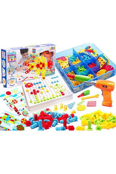 Ikonka Creative set with drill, screws and 261 multi-colored pieces