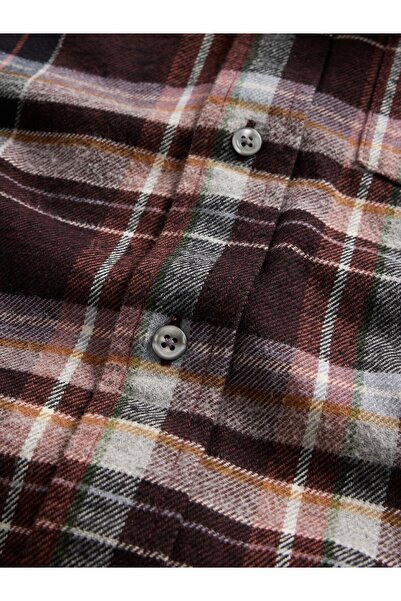 GAP Erkek Bordo Organik Pamuk Relaxed Flannel Gömlek