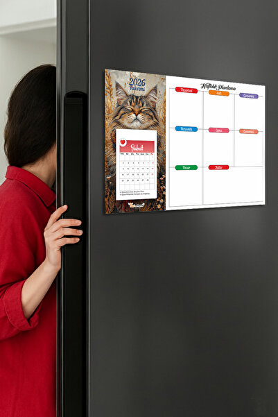 Tieni 2026 Takvimli | Buzdolabı Magnetli Haftalık Planlayıcı | Silinebilir Mıknatıslı Yazı Tahtası |Kd1112